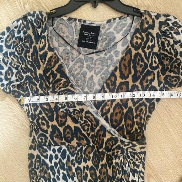 Zara Leopard Print Wrap Dress Edgy Grunge Whimsigoth Fall Layering Staple M - Picture 9 of 12